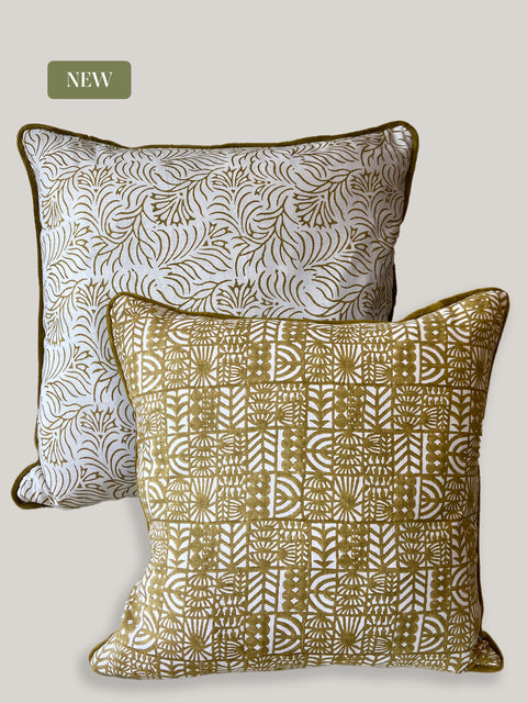 Zeenat Dual Pattern Linen Cushion Cover - House of Roya