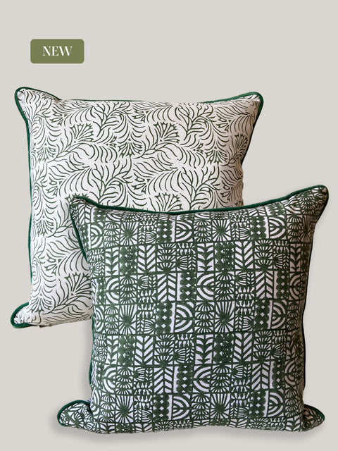 Zeenat Dual Pattern Linen Cushion Cover