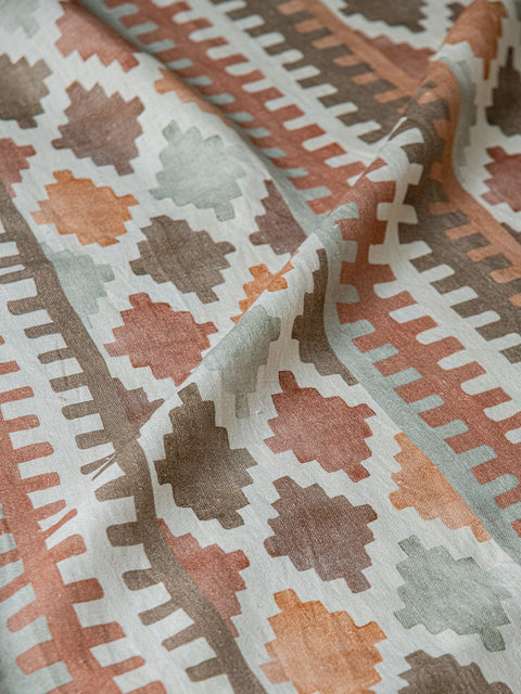 Kilim Diamonds Fabric (Rust) - House of Roya