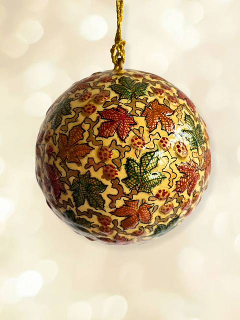 Noor Leaf - hand-painted Kashmiri baubles - House of Roya