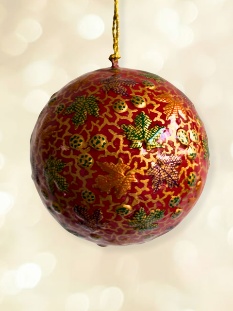Laal Leaf - hand-painted Kashmiri baubles - House of Roya