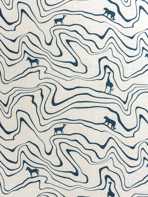Forest Trail Fabric (White Blue) - House of Roya