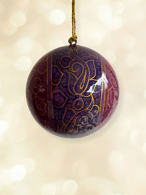 Koh-i-Noor Purple - hand-painted Kashmiri baubles - House of Roya