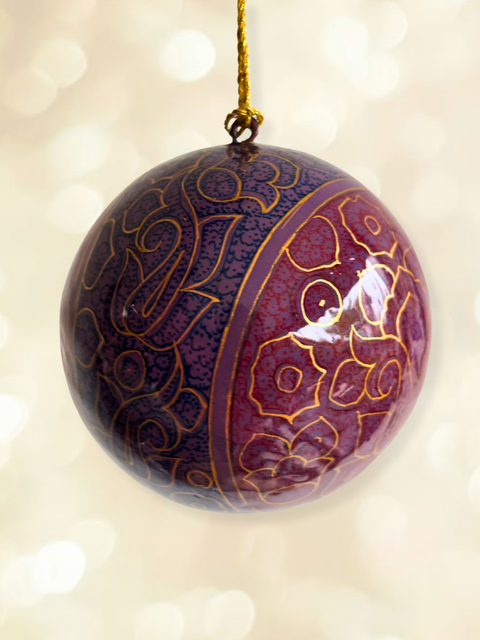 Koh-i-Noor Purple - hand-painted Kashmiri baubles - House of Roya