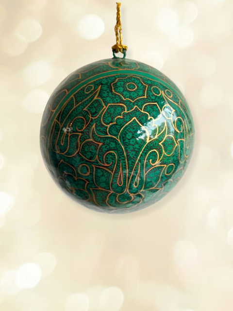 Koh-i-Noor Emerald - hand-painted Kashmiri baubles - House of Roya