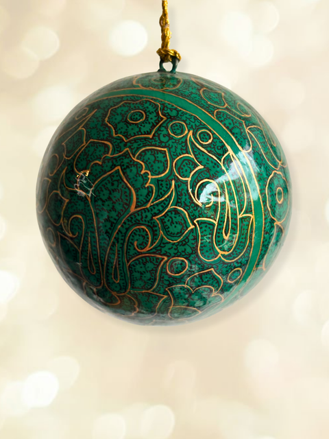 Koh-i-Noor Emerald - hand-painted Kashmiri baubles - House of Roya
