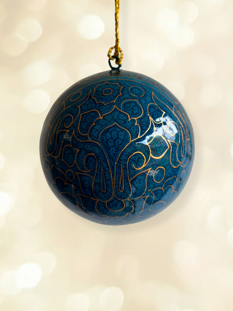 Koh-i-Noor Blue - hand-painted Kashmiri baubles - House of Roya
