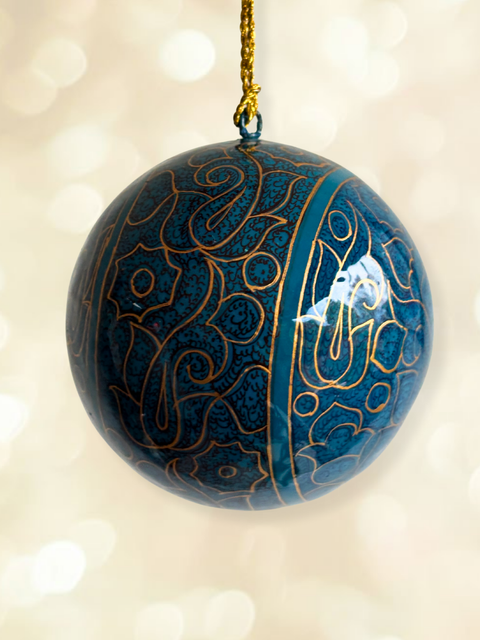 Koh-i-Noor Blue - hand-painted Kashmiri baubles - House of Roya