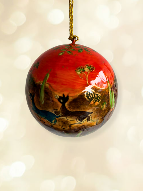 Kesar Sky - hand-painted Kashmiri baubles - House of Roya