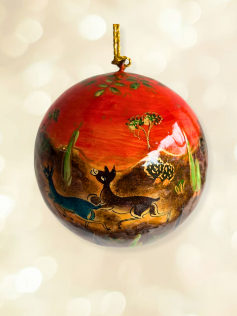 Kesar Sky - hand-painted Kashmiri baubles - House of Roya