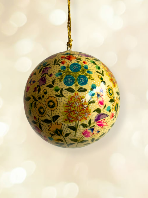 Kesar Bloom - hand-painted Kashmiri baubles - House of Roya