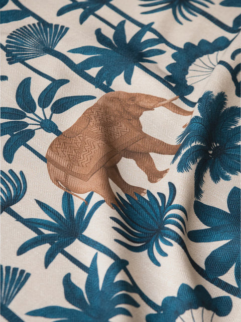 Sanctuary Fabric (Midnight-Eggshell) - House of Roya