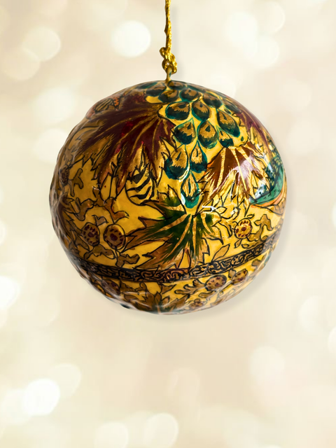 Zehra Peacock - hand-painted Kashmiri baubles - House of Roya