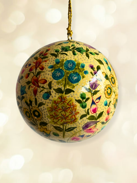 Kesar Bloom - hand-painted Kashmiri baubles - House of Roya