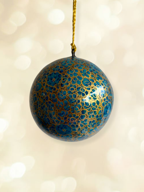 Gul-e-Neel Sky Blue - hand-painted Kashmiri baubles - House of Roya