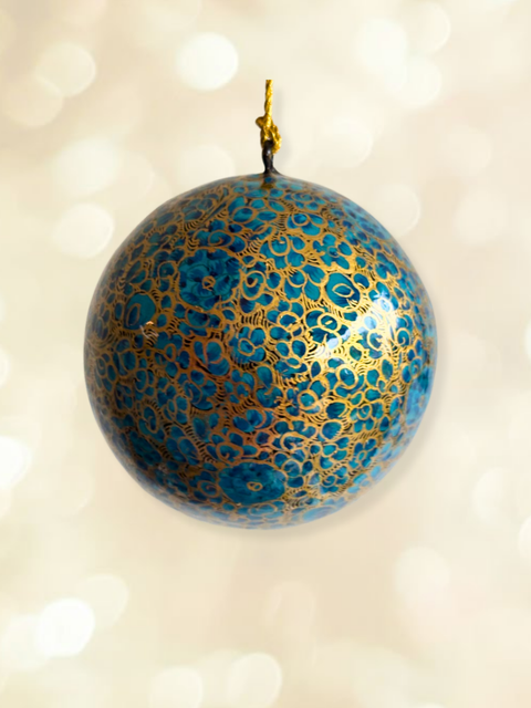 Gul-e-Neel Sky Blue - hand-painted Kashmiri baubles - House of Roya
