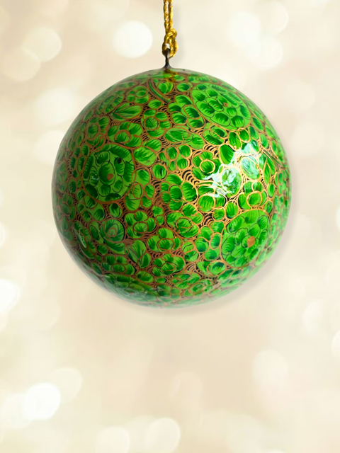 Emerald Valley - hand-painted Kashmiri baubles - House of Roya