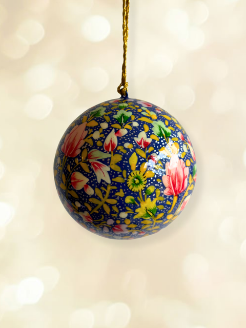 Azure Meena - hand-painted Kashmiri baubles - House of Roya