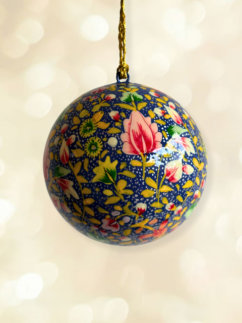 Azure Meena - hand-painted Kashmiri baubles - House of Roya