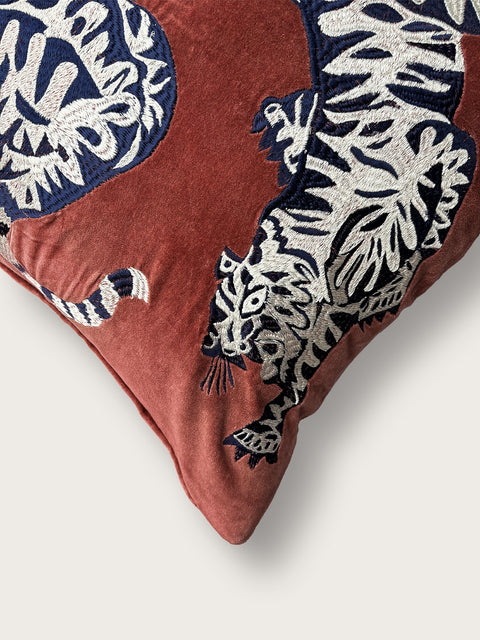Bengal Tigers Velvet Cushion Cover - Pink - House of Roya