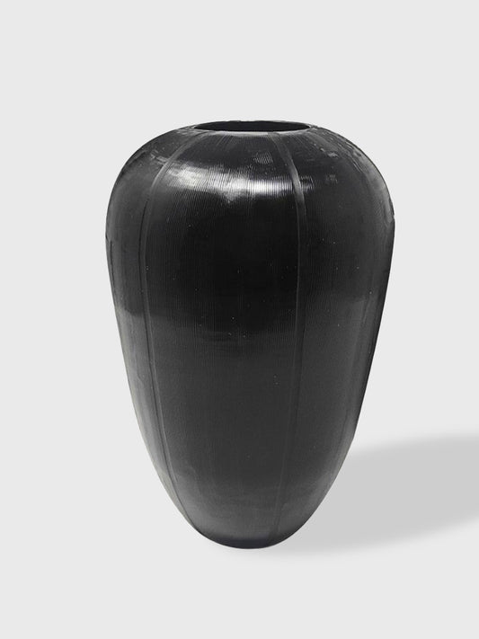 Black Tall Vase with Cross Cut Pattern