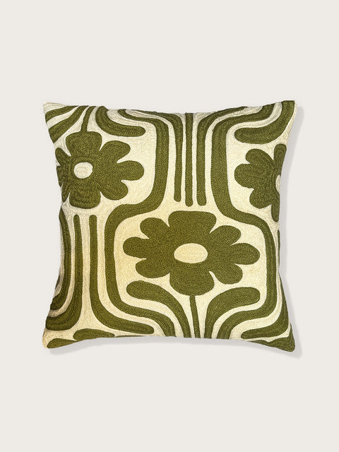 Bloom Ripple Cushion Cover - Olive Green - House of Roya