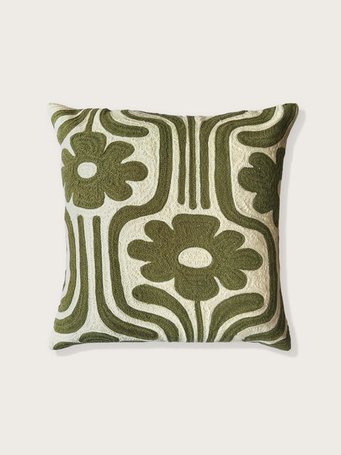 Bloom Ripple Cushion Cover - Olive Green - House of Roya