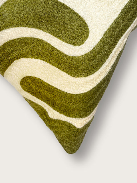 Bloom Ripple Cushion Cover - Olive Green - House of Roya