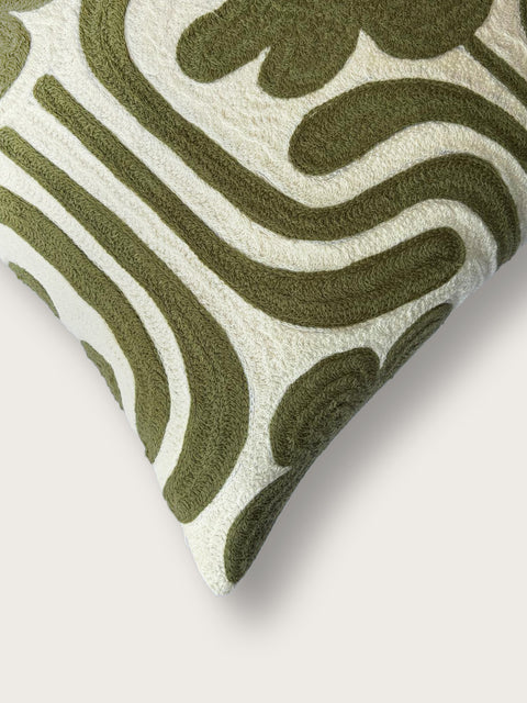 Bloom Ripple Cushion Cover - Olive Green - House of Roya