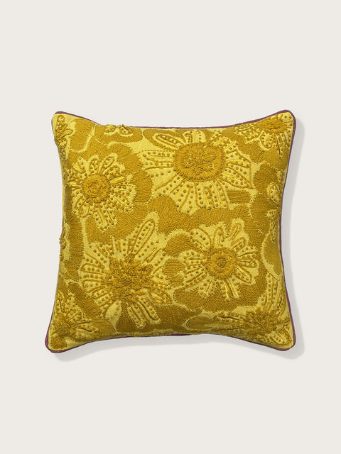 Blossom Linen Cushion Cover - Yellow - House of Roya