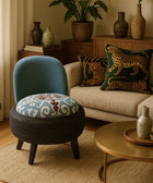 Handcrafted Nila Ikat Chair -  – Upcycled Tyre Base with Rope Detailing - House of Roya