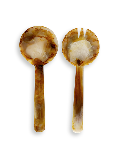 Chunky Sandstone Gloss Resin Salad Servers - House of Roya