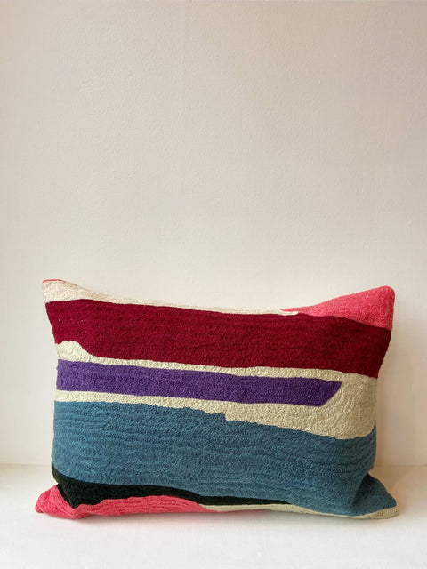 Crimson Wave Rectangle Cushion Cover