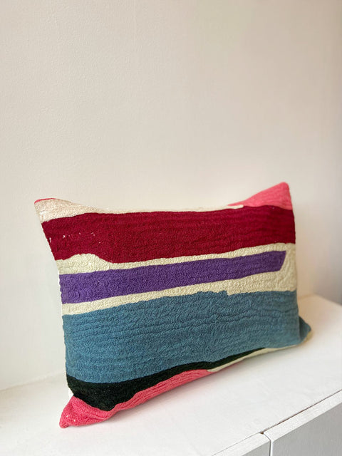 Crimson Wave Rectangle Cushion Cover