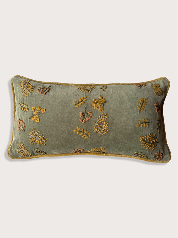 Wild Meadow Velvet Cushion Cover - Pale Green