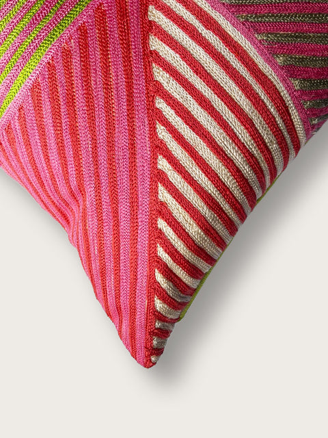 Diamond Cushion Cover - Pink & Lime Green