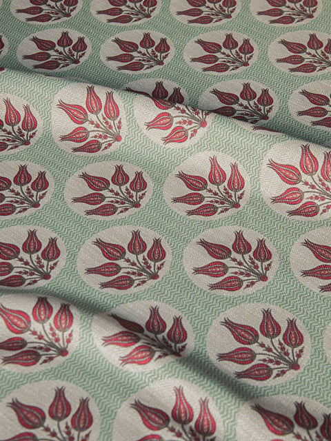 Eden Tulips Fabric (Sea Foam) - House of Roya
