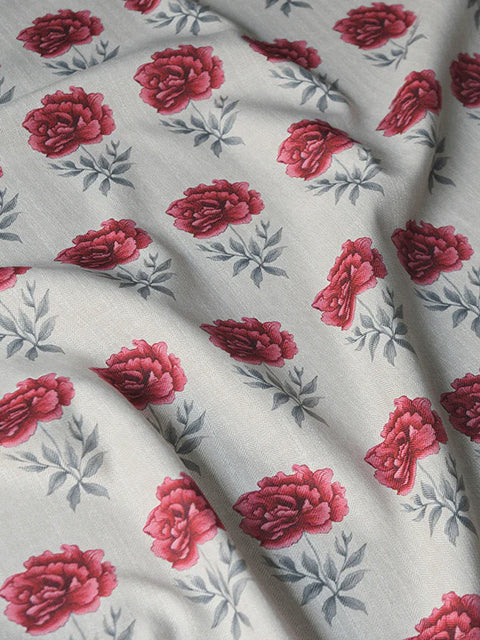 Dancing Peonies Fabric (White) - House of Roya