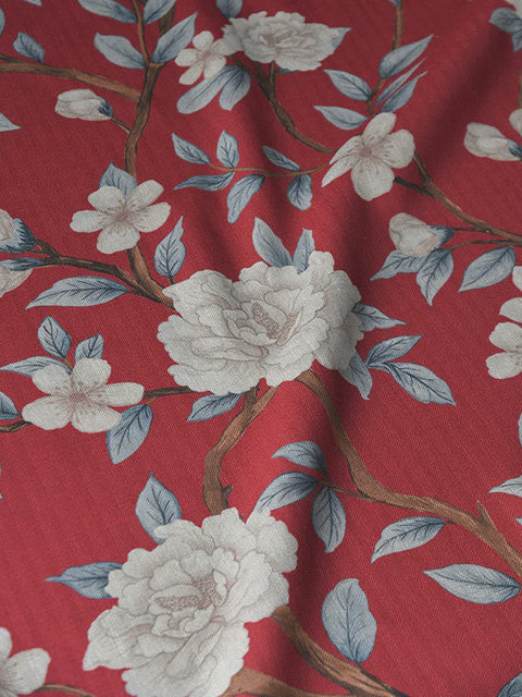Winding Peonies Fabric (Berry) - House of Roya