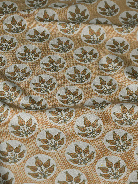 Eden Tulips Fabric (Mustard) - House of Roya