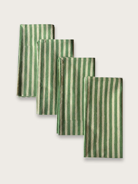 Fern Green Stripe Jaipuri Napkin - Single