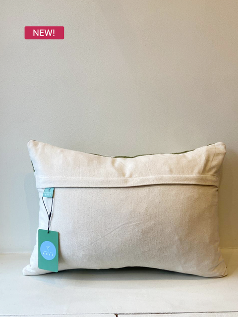 Forest Geometry Cushion – Green & Coral - House of Roya