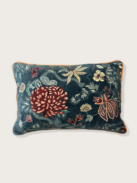 Garden of Jewels Velvet  Cushion Cover - Teal - House of Roya