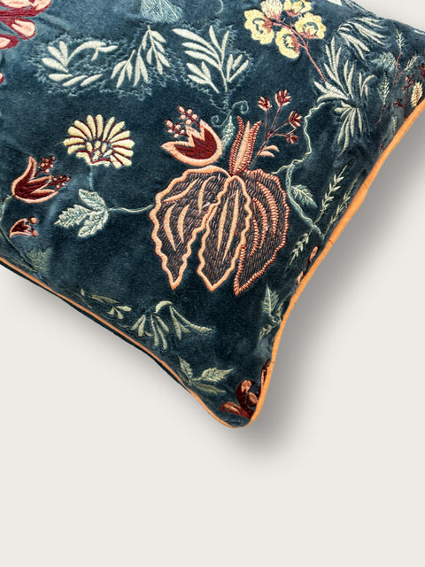 Garden of Jewels Velvet  Cushion Cover - Teal - House of Roya