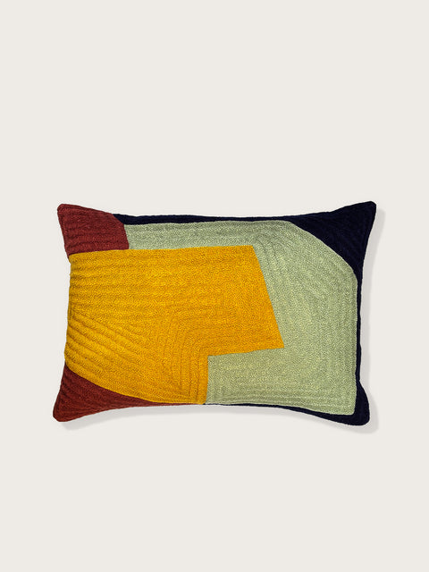 Geometric Collision Cushion Cover - Ochre Yellow - House of Roya