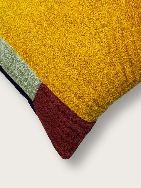 Geometric Collision Cushion Cover - Ochre Yellow - House of Roya