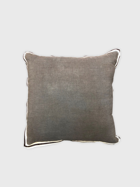 Grey Linen with Twill Ribbon Cushion Cover