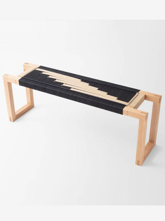 Woven Bench in Black & Beige