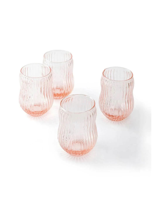 0215-Pink Roseate Glasses - Set of 4