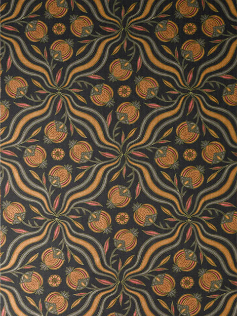 Chintamani Waves Fabric (Charcoal) - House of Roya